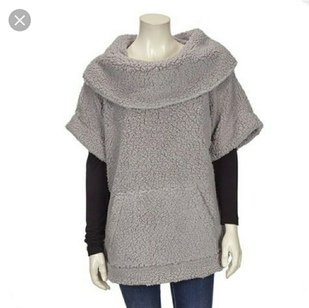 Jessica Simpson Cowl Neck Sherpa Poncho